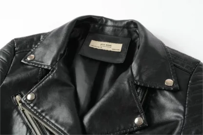 Motorcycle Jacket with Side Zipper made of Faux Leather