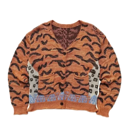 Orange sweater with leopard print