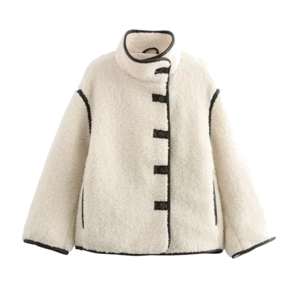 Teddy fleece jacket with turtleneck