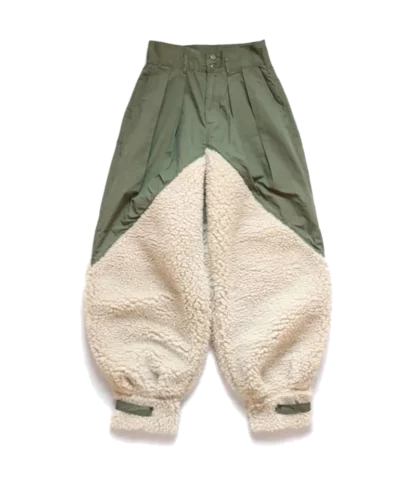 Two colors trousers in army Green and lamb on bottom