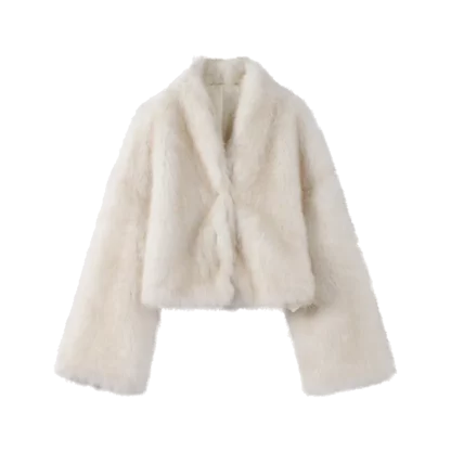 Cropped elegant jackets with faux fur sleeves