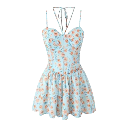 Sexy summer dress with floral print