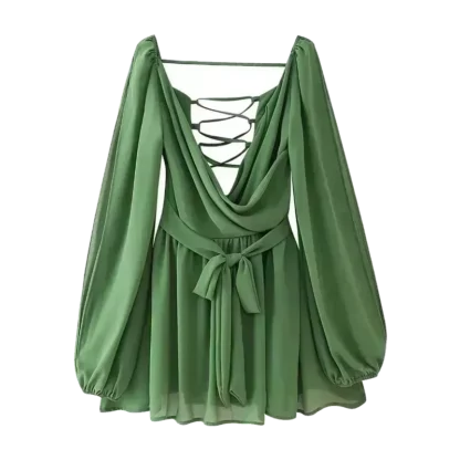 Sexy backless summer dress in green