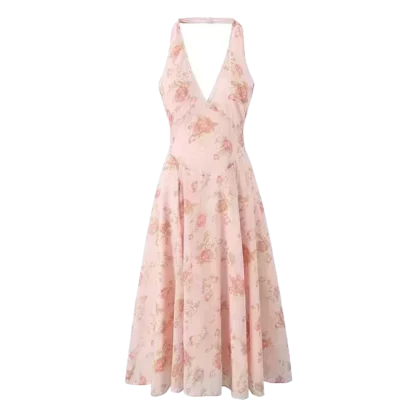 Elegant A-line dress with floral print