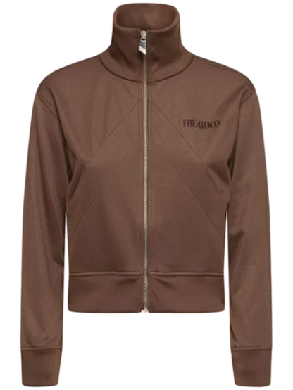 Shiny jersey zip track top