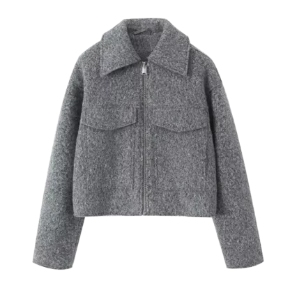 Vintage woolen cropped jacket in gray