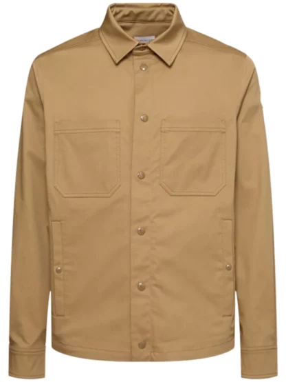 Cotton blend gabardine shirt jacket