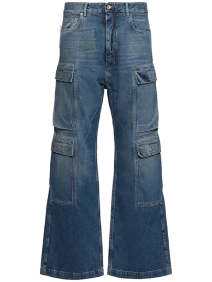 Double cargo denim jeans