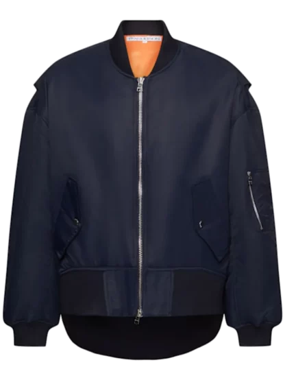 Oversize curved hem bomber jacket